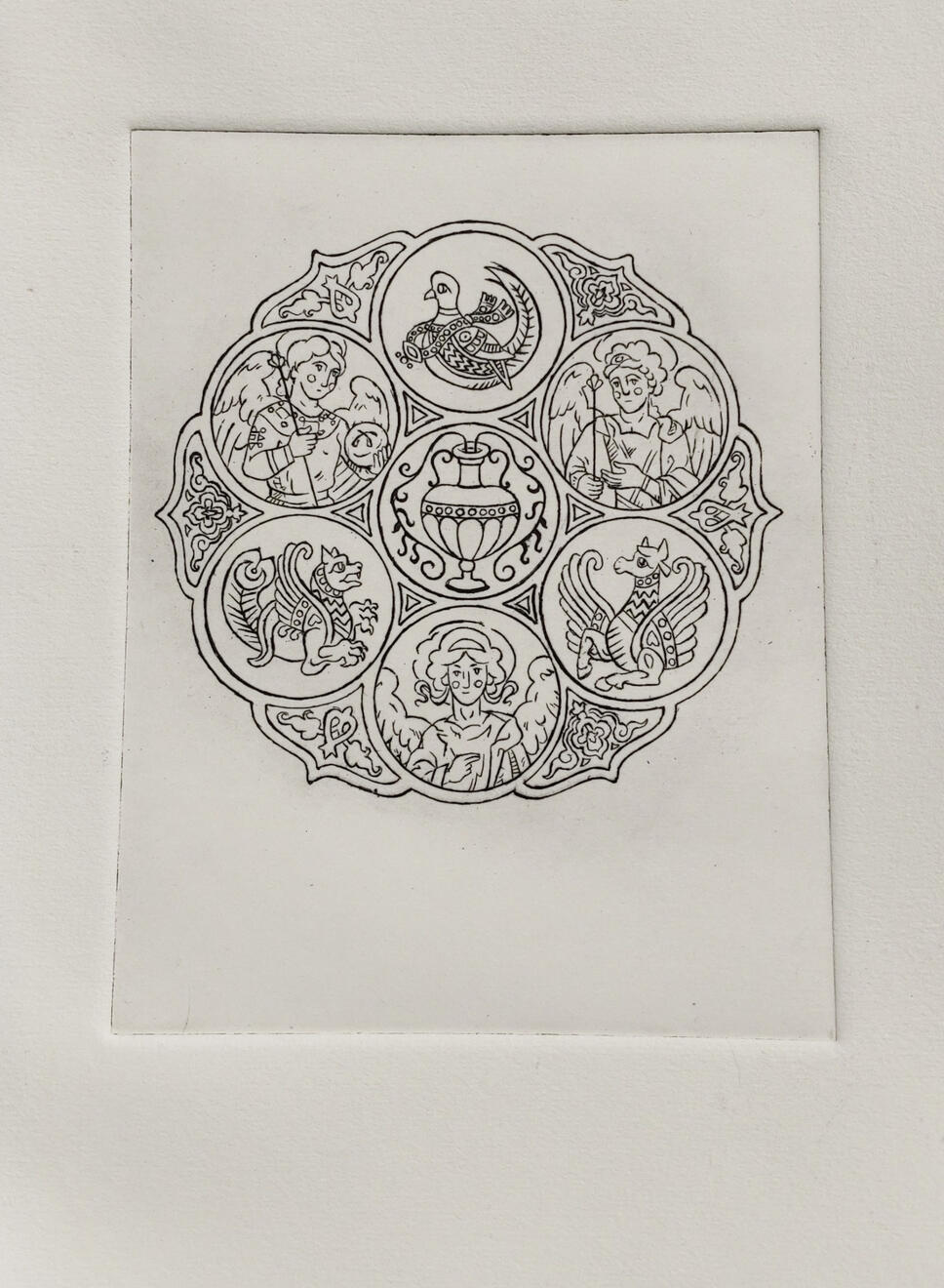 Cherub's wheel, 2021. Engraving on Paper, 16,5x12,5cm