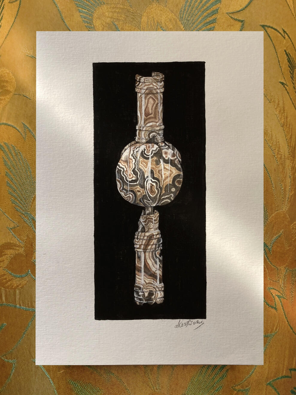 Study of a Cypriot scepter, 2021. Watercolour on paper 19x12cm